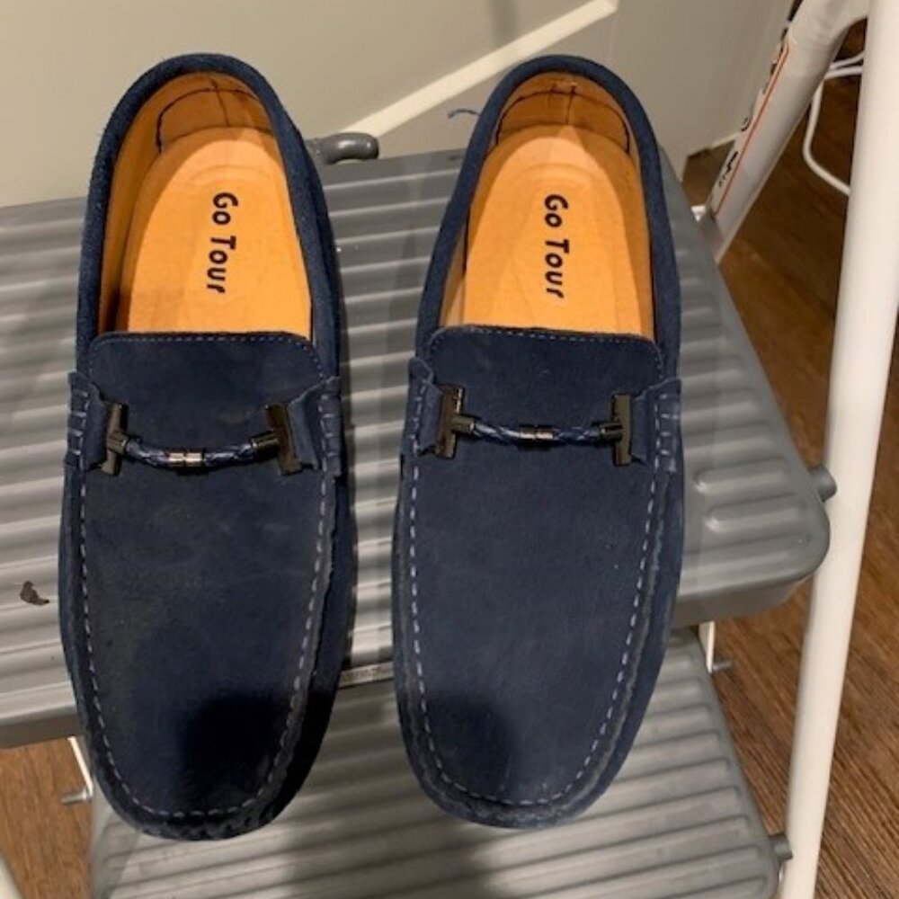 Go Tour Navy suede driving tour shoe